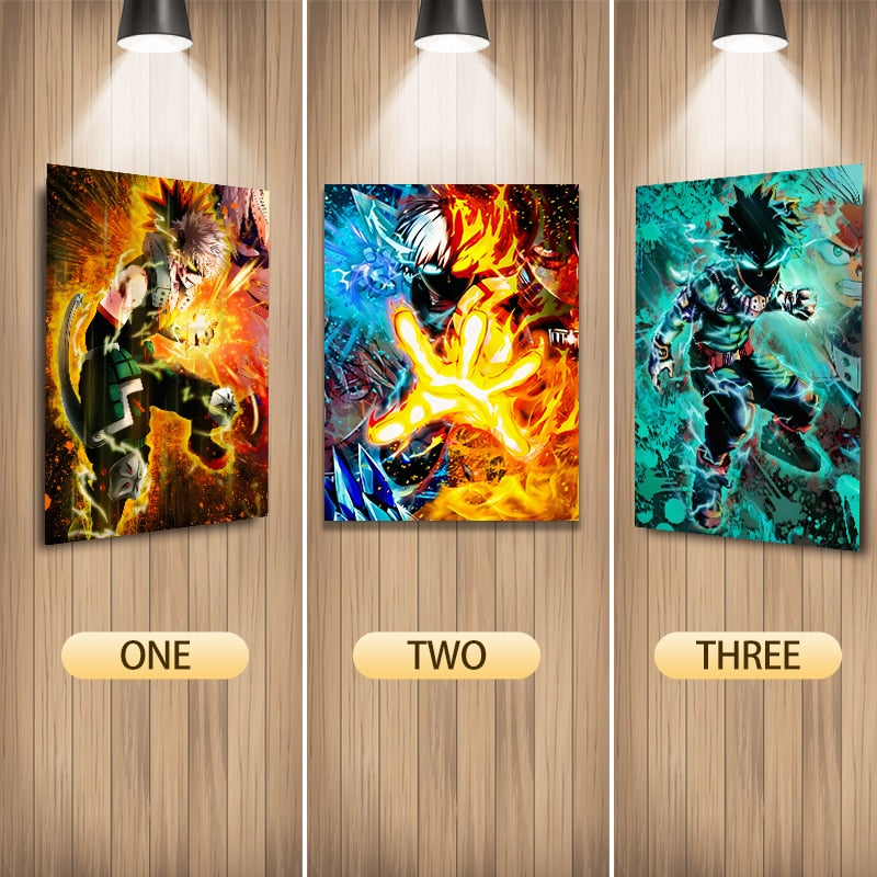 Shoto Todoroki, Izuku Midoriya, and Katsuki Bakugo 3D Lenticular Poster