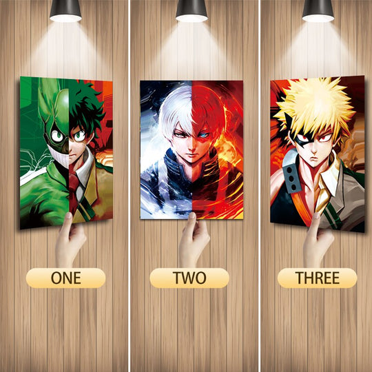 Shoto Todoroki, Izuku Midoriya, and Katsuki Bakugo 3D Lenticular Poster