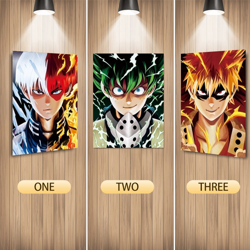 Shoto Todoroki, Izuku Midoriya, and Katsuki Bakugo 3D Lenticular Poster