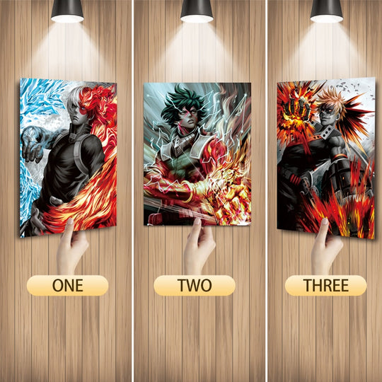 Shoto Todoroki, Izuku Midoriya, and Katsuki Bakugo 3D Lenticular Poster
