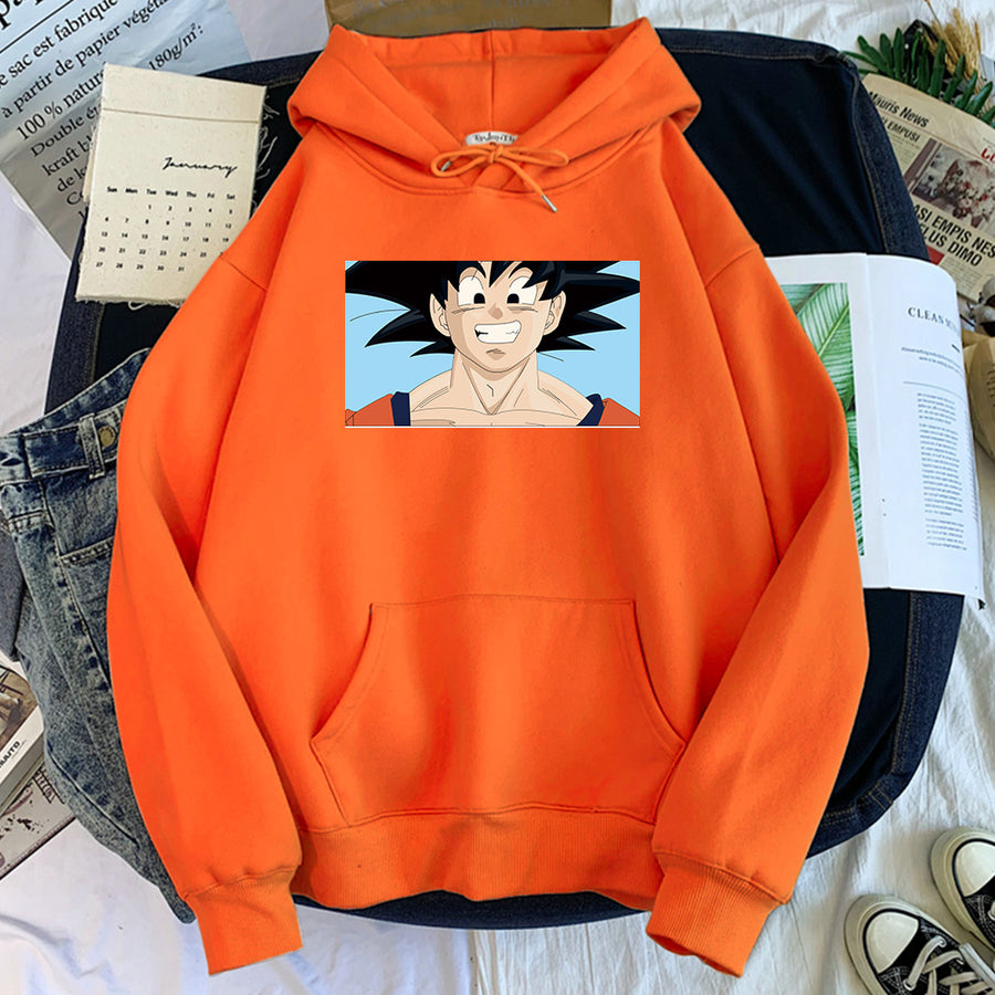Son Goku from Dragon Ball Sleeveless Hoodie with Orange Gi, Power Pose, and Energy Effect Design TS04 main image 0