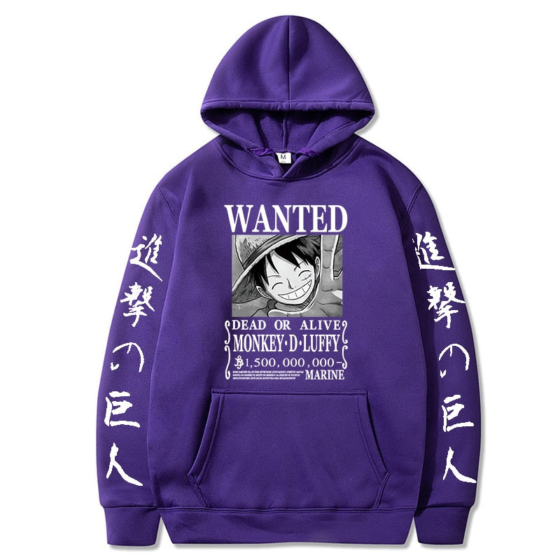 Luffy Wanted Hoodie purple