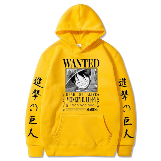Luffy Wanted Hoodie yellow