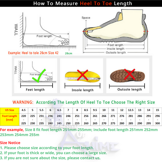 islandofanime sneakers size chart