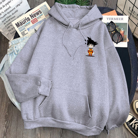 goku chibi hoodie gray