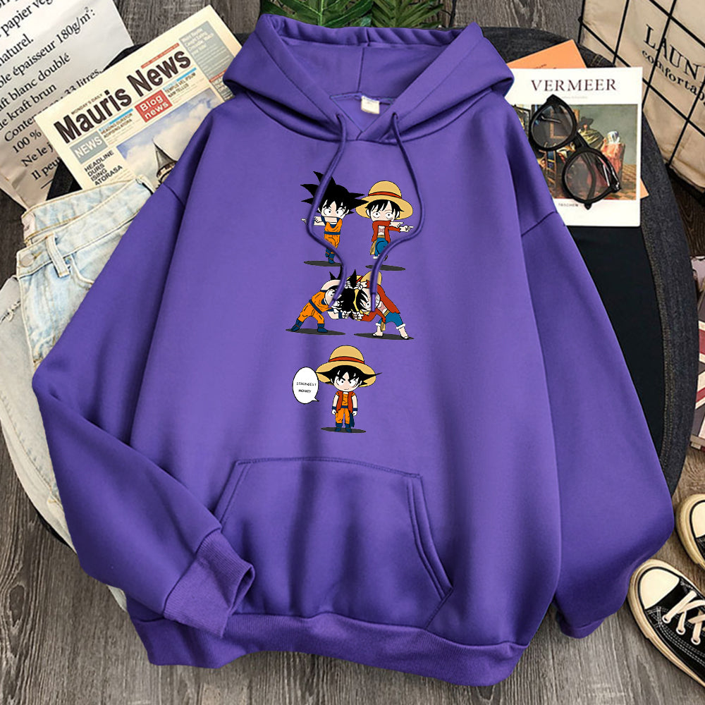 Goku and Luffy Hoodie purple