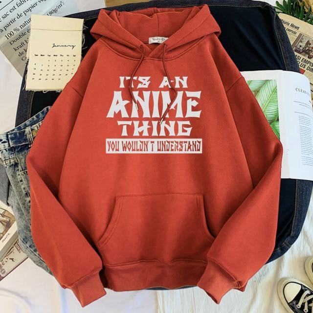 its an anime thing hoodie brick red