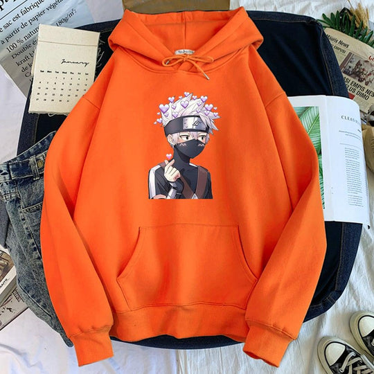 Kakashi love hoodie orange