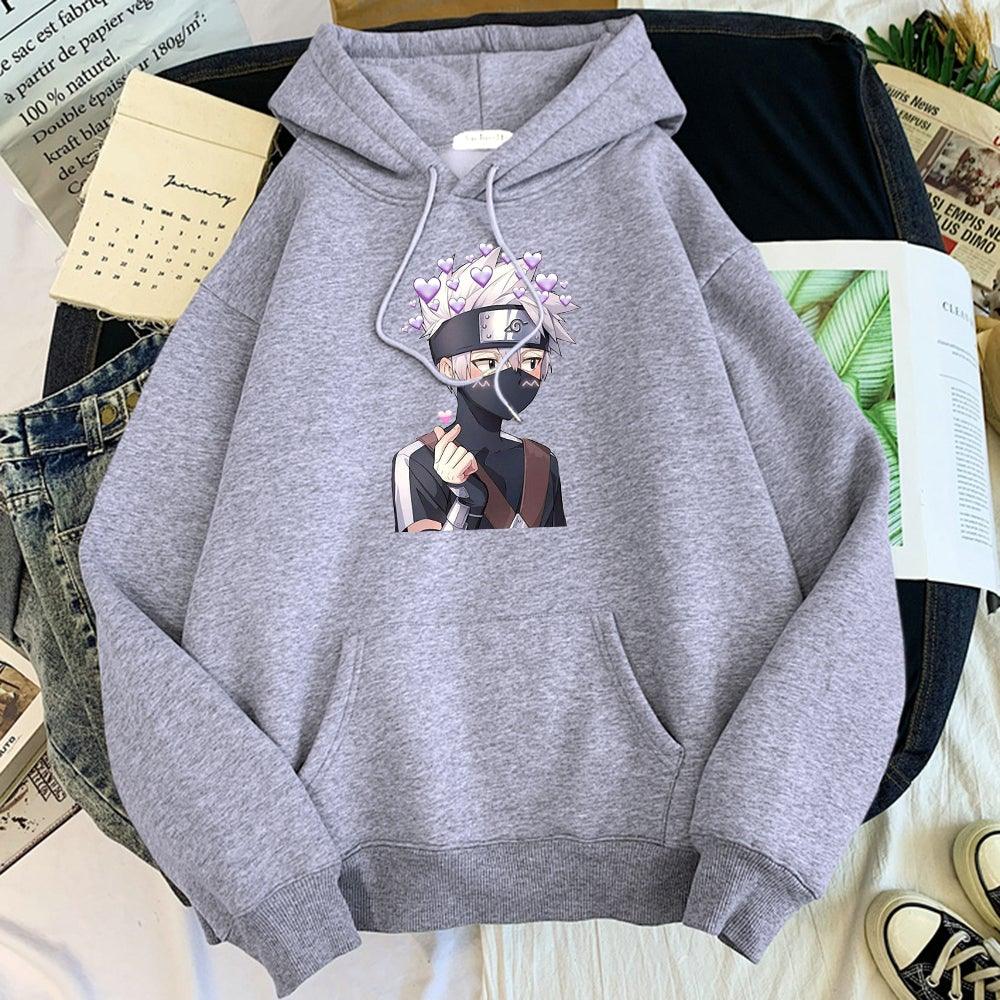 Kakashi love hoodie gray