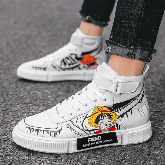 Luffy High Top White Sneakers