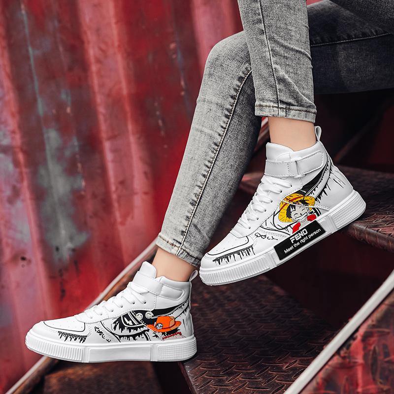 Luffy High Top White Sneakers