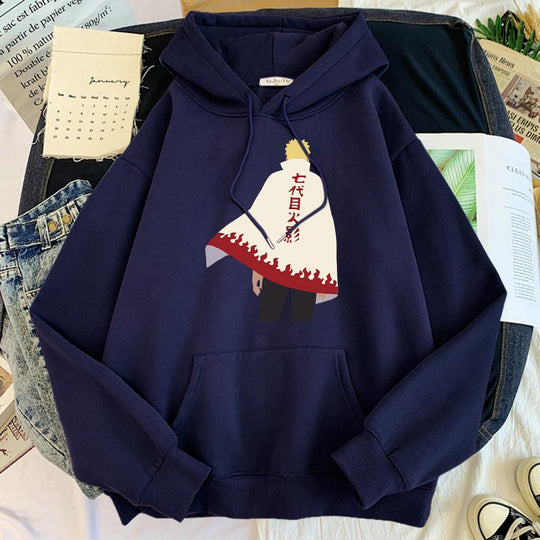 Naruto Hokage Cloak Hoodie dark blue