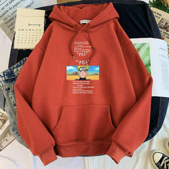this is my path of cultivation Naruto hoodie brick red