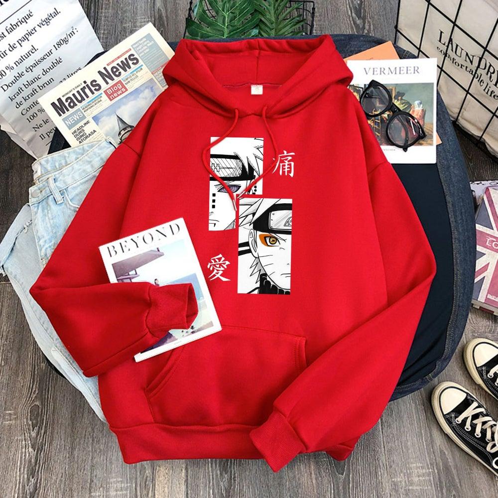 Pain and Naruto Hoodie red