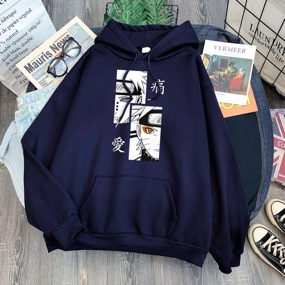 Pain and Naruto Hoodie navy blue