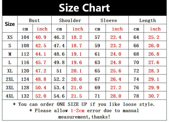 Itachi Uchiha Hoodie size chart