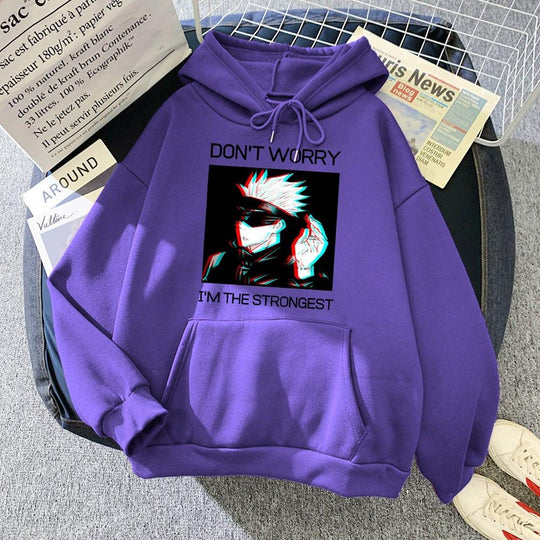 don't worry I am the strongest hoodie purple
