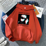 don't worry I am the strongest hoodie brick red