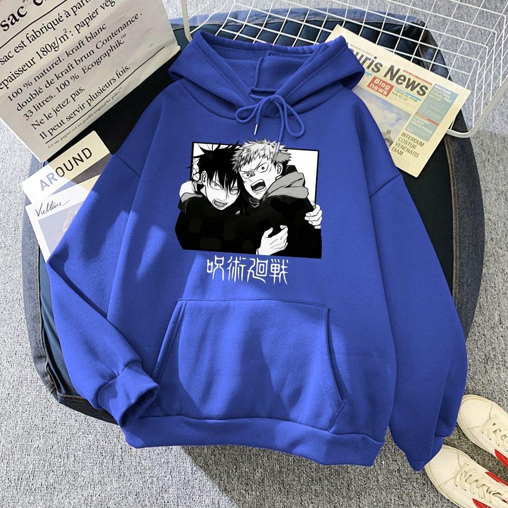 Yuji and Megumi Hoodie blue